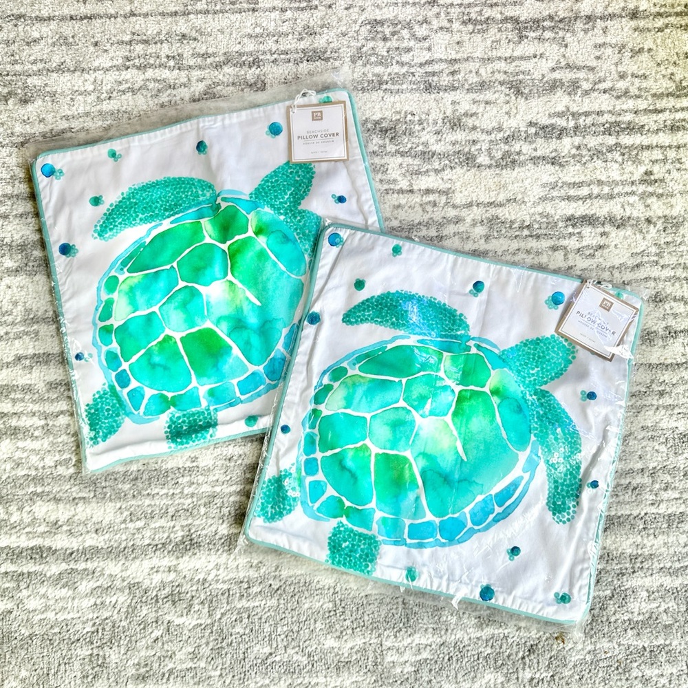 PB Teen Beachside Pillow Cover Set of 2 - Sea Turtle